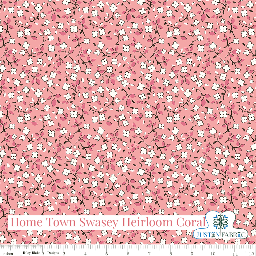 Home Town Swasey Heirloom Coral Yardage | SKU: C13590-HEIRCORAL -C13590-HEIRCORAL - Justin Fabric!