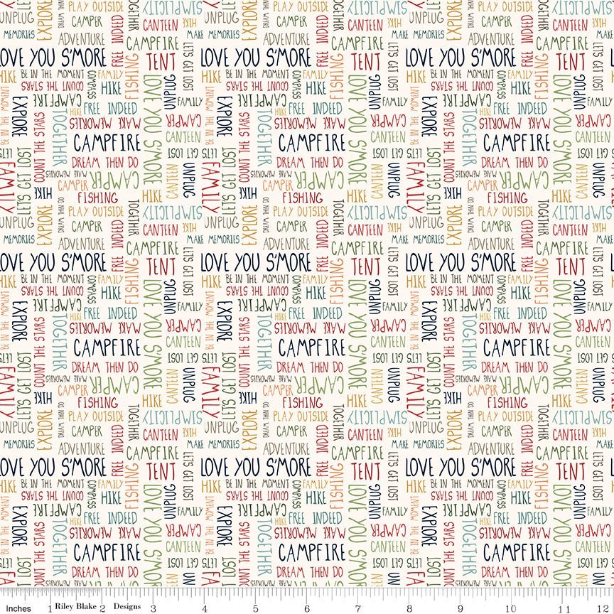 Love You S’more Text Cream Yardage | SKU: C12142-CREAM -C12142-CREAM - Justin Fabric!