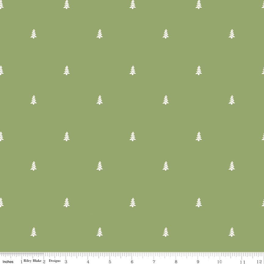 Love You S’more Trees Green Yardage | SKU: C12146-GREEN -C12146-GREEN - Justin Fabric!