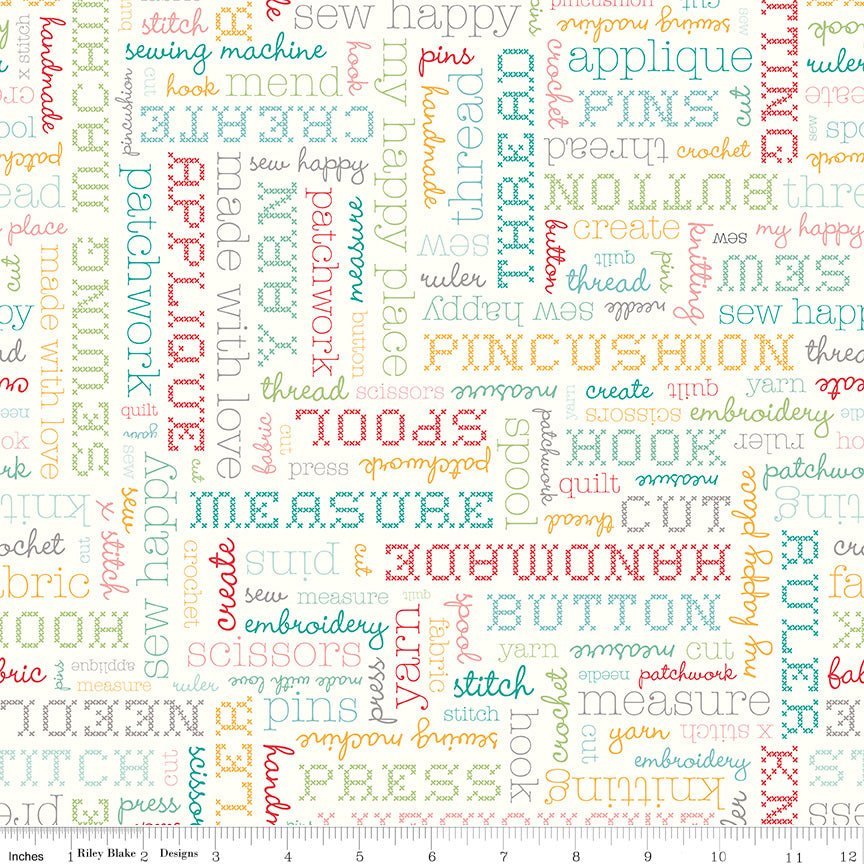 My Happy Place Text Cloud Yardage by Lori Holt for Riley Blake Designs -HD11213-1/4 - Justin Fabric!