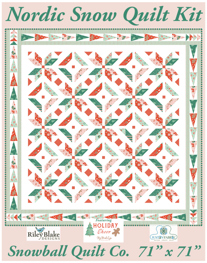 Nordic Snow Quilt Kit by Snowball Quilt Co. using Holiday Cheer Fabric -KT-P190NORDICSNOW - Justin Fabric!