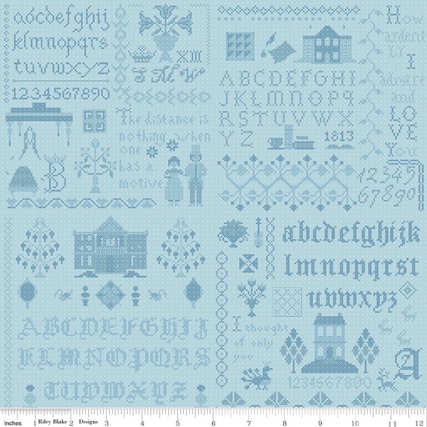Pride & Prejudice Meryton Sampler Blue for Riley Blake Designs Pre-order -C13786-BLUE-1 - Justin Fabric!