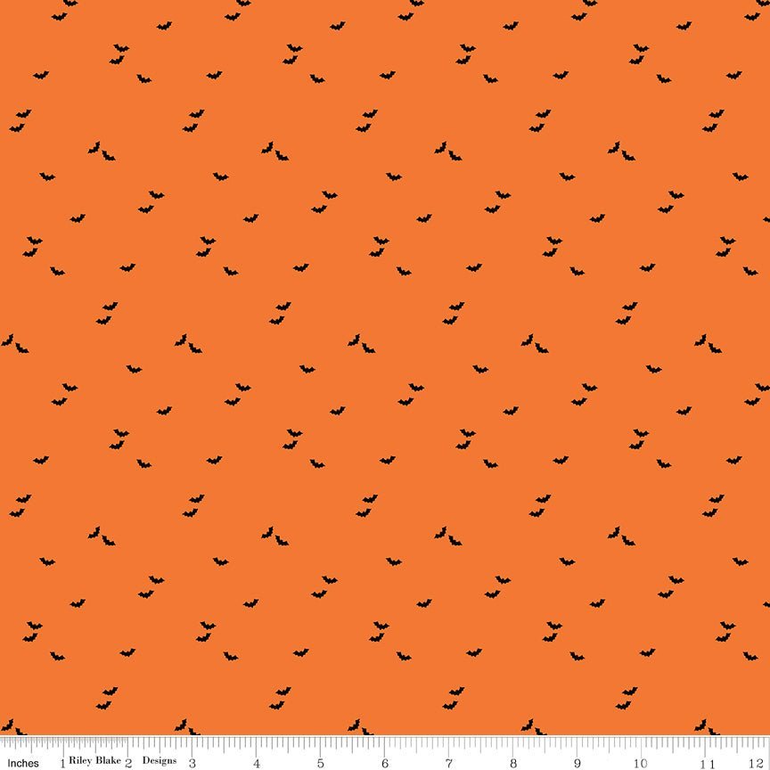 Seasonal Basics Bats Orange Yardage | SKU: C651-ORANGE -C651-ORANGE - Justin Fabric!