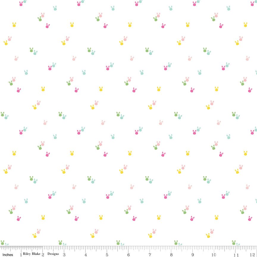 Seasonal Basics Bunnies White Yardage | SKU: C656-WHITE -C656-WHITE - Justin Fabric!