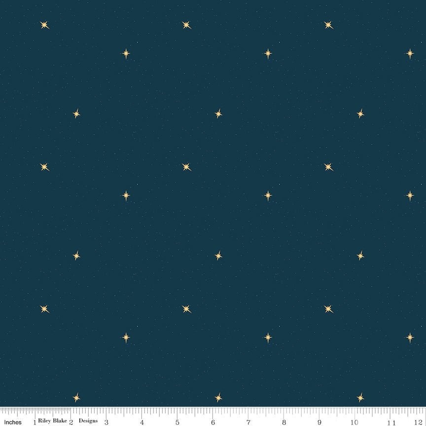 Silent Night Follow the Star Midnight Sparkle Yardage | SKU: SC13575-MIDNIGHT -SC13575-MIDNIGHT - Justin Fabric!