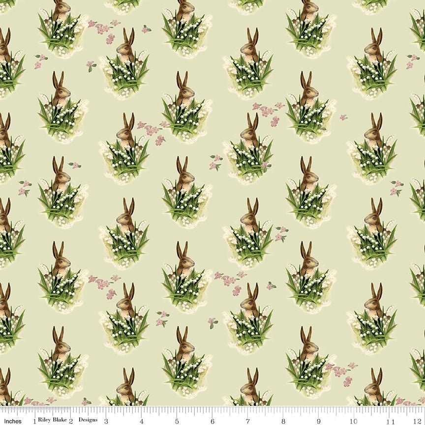 Springtime Bunnies Fern Yardage | SKU: CD12812-FERN -CD12812-FERN - Justin Fabric!