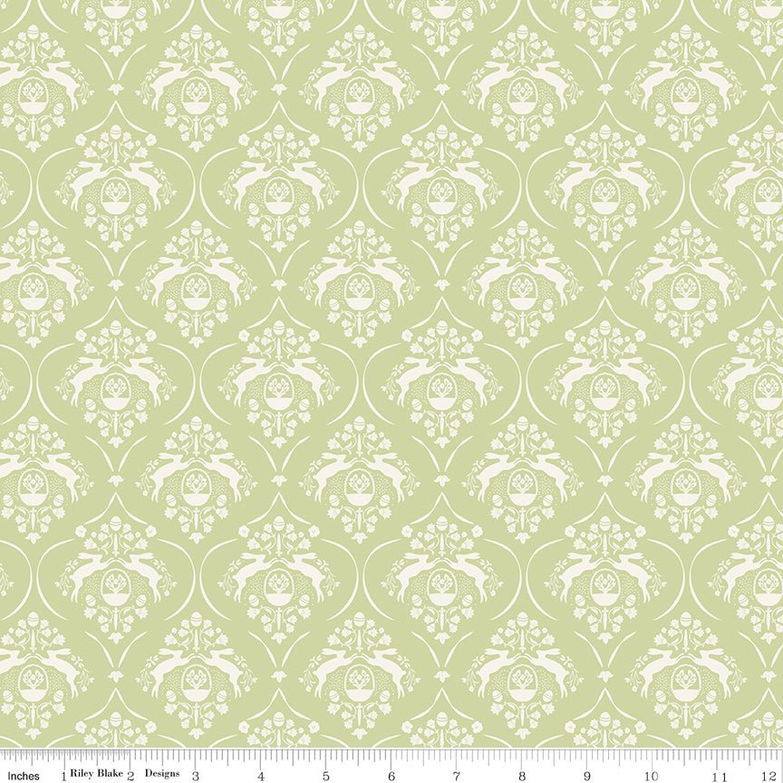 Springtime Damask Fern Yardage | SKU: C12811-FERN -C12811-FERN - Justin Fabric!