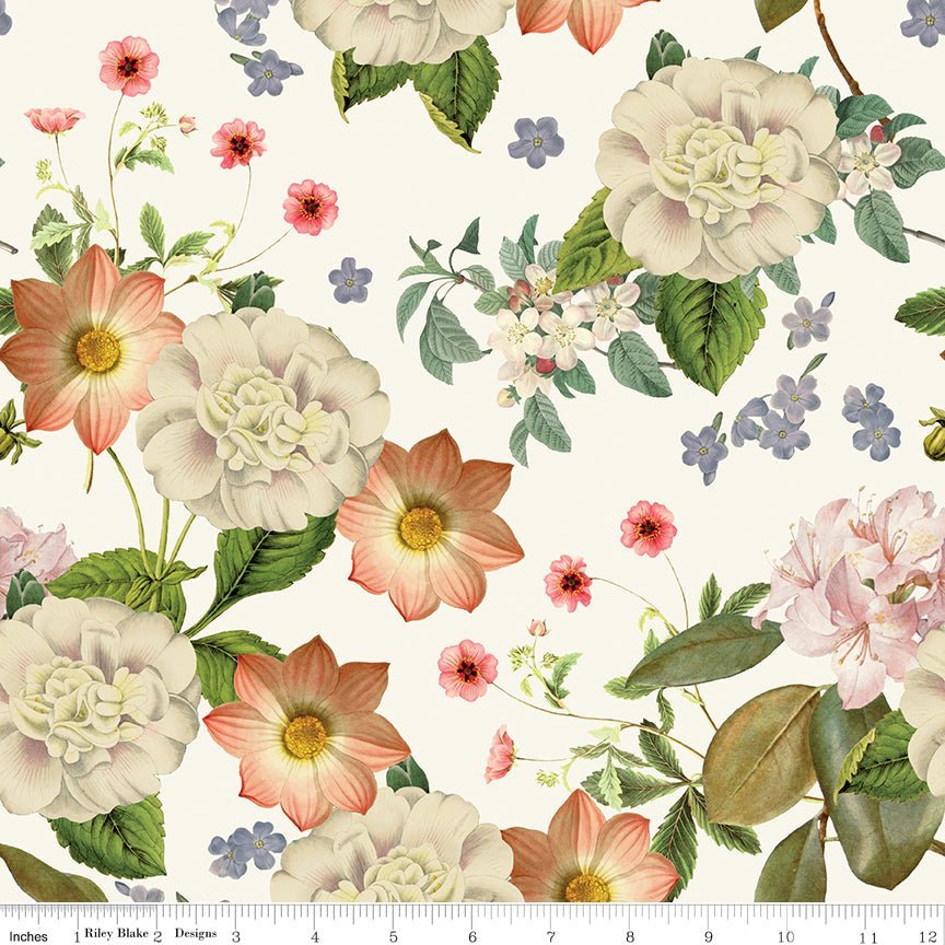 Springtime Main Cream Yardage | SKU: CD12810-CREAM -CD12810-CREAM - Justin Fabric!