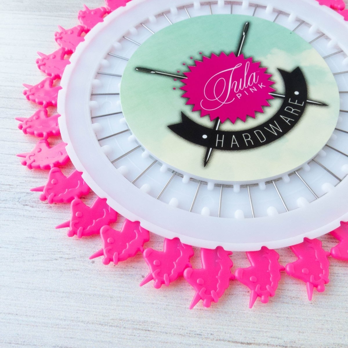 Tula Pink Unicorn Head 2" Straight Pin - 30 count Wheel -TUPTPUNICORNPINS - Justin Fabric!