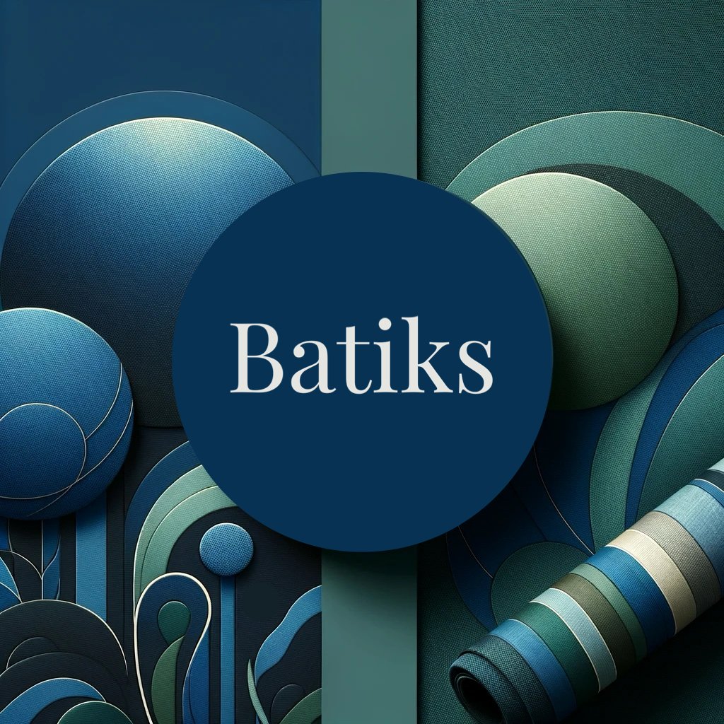 Exotic and colorful batik fabrics with intricate, hand-dyed patterns from around the world.