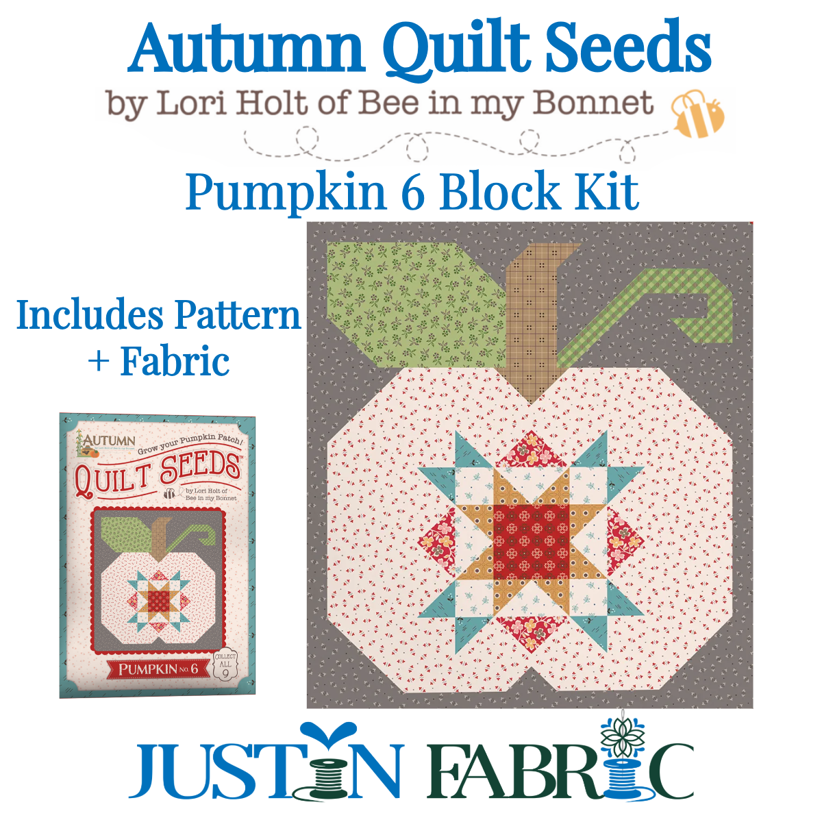 Autumn Quilt Seeds Pumpkin 6 Block Kit Featuring Autumn by Lori Holt