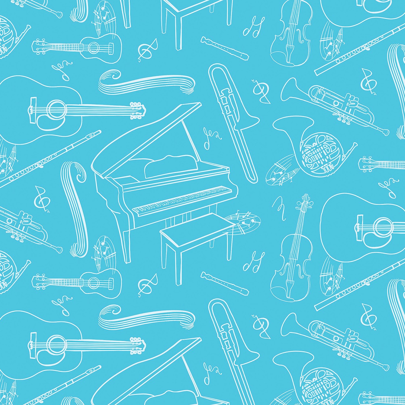 Making Music Music Etchings Blue by Andi Metz | Benartex