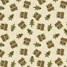 A Moose in the Woods Cabin in the Wood Natural Yardage by Cheryl Haynes | Benartex