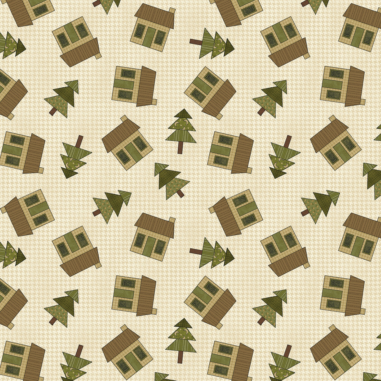 A Moose in the Woods Cabin in the Wood Natural Yardage by Cheryl Haynes | Benartex