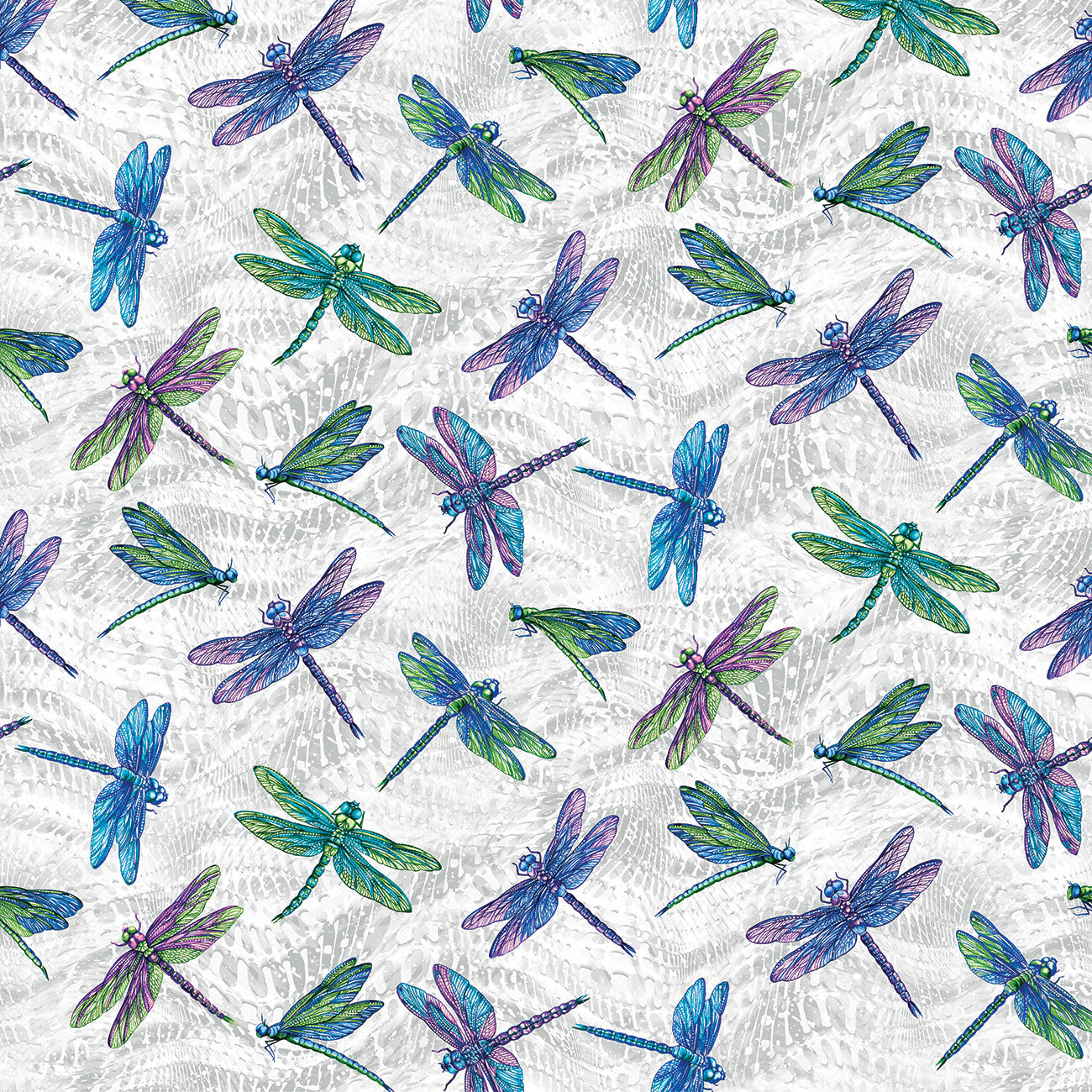 On Dragonfly Wings Large Dragonfly Grey Yardage by Ann Lauer | Benartex