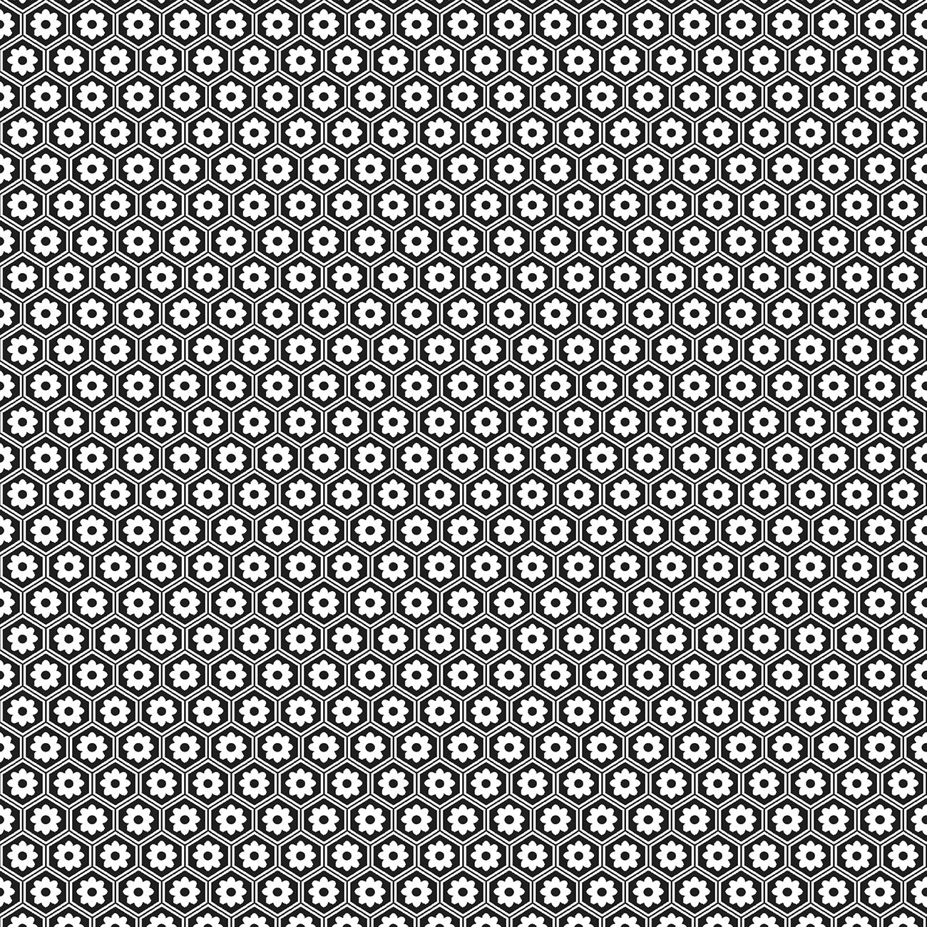 Blessed Nest Daisy Medallion Black/White Yardage by Shannon Roberts | Benartex