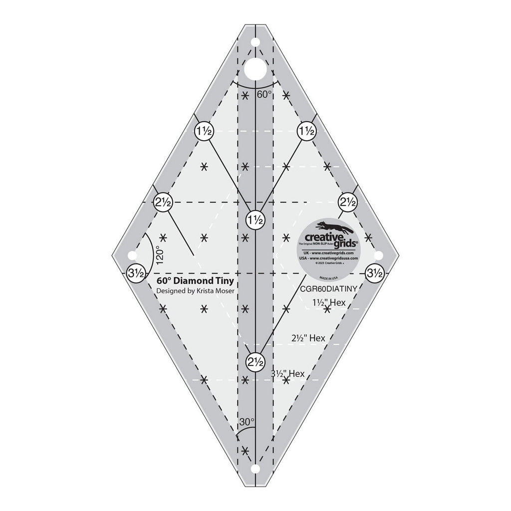 Creative Grids Non-Slip 60 Degree Diamond Tiny Ruler