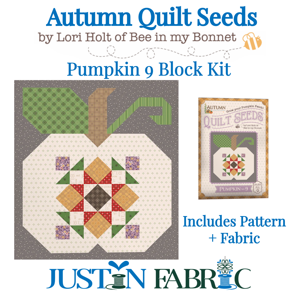 Autumn Quilt Seeds Pumpkin 9 Block Kit Featuring Autumn by Lori Holt