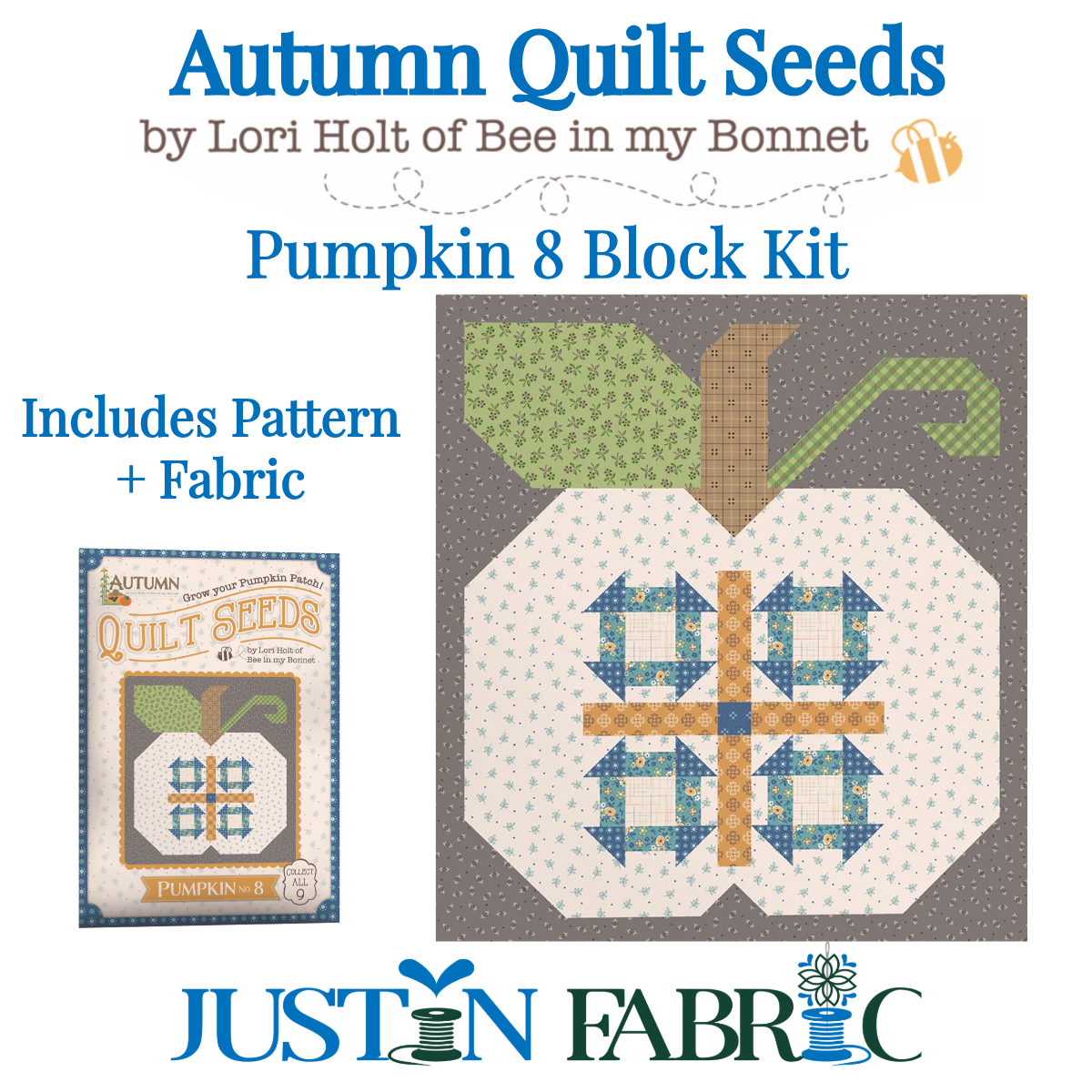 Autumn Quilt Seeds Pumpkin 8 Block Kit Featuring Autumn by Lori Holt
