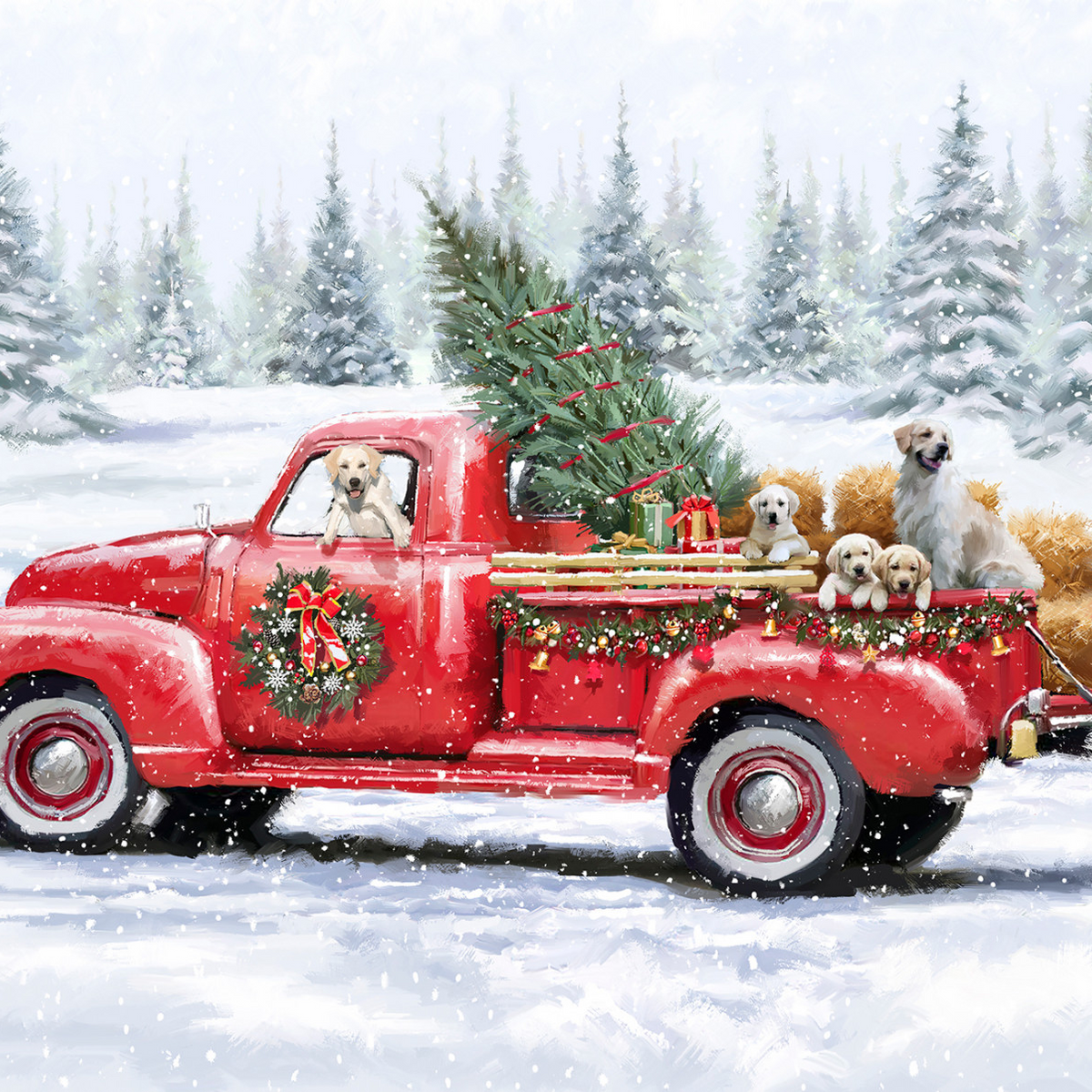 Red Christmas Truck Panel by The Macneil Studio (AL-6914-4C) – Justin ...
