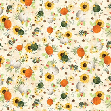 Enchanted Forest Pumpkin Patch Cream by Andi Metz | Benartex