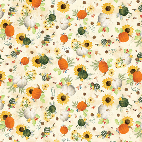 Enchanted Forest Pumpkin Patch Cream by Andi Metz | Benartex