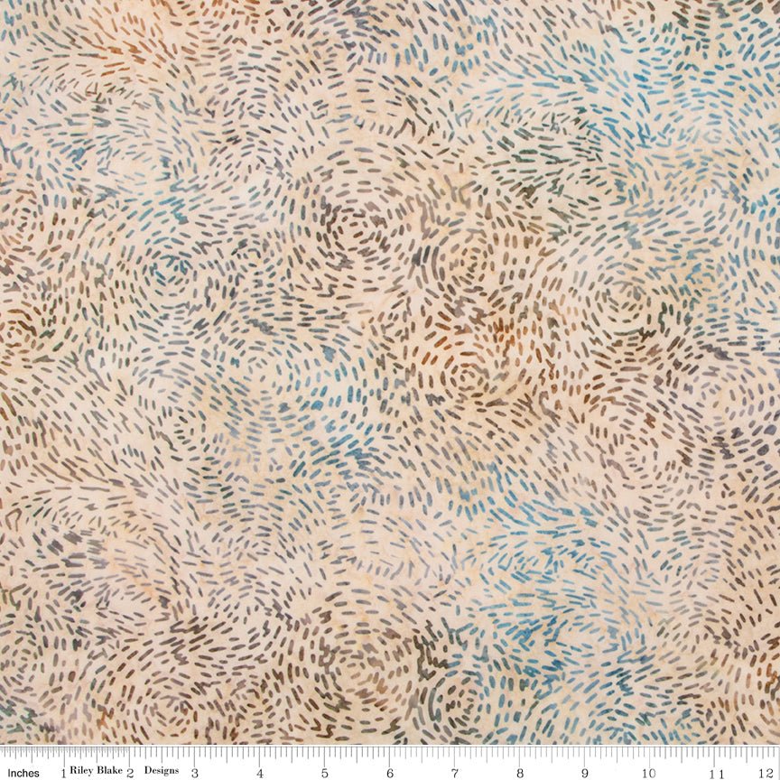Bayou Blues Expressions Batiks Sand Yardage Fabric Swatch - Intriguing Patterns