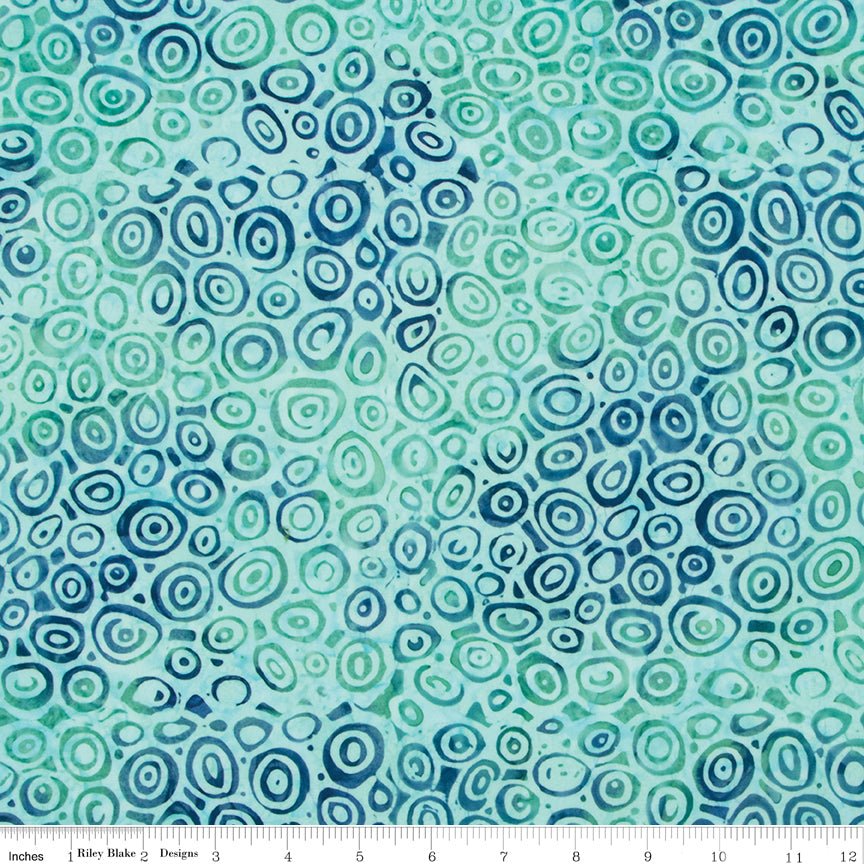 Bayou Blues Expressions Batiks Curious Yardage Fabric Swatch - Intriguing Patterns