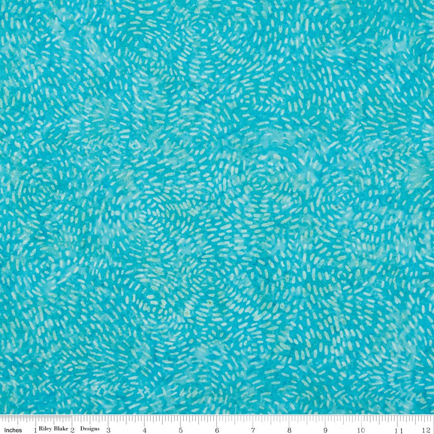 Expressions Batiks Bayou Blues Cyan Fabric Swatch - Tranquil Patterns