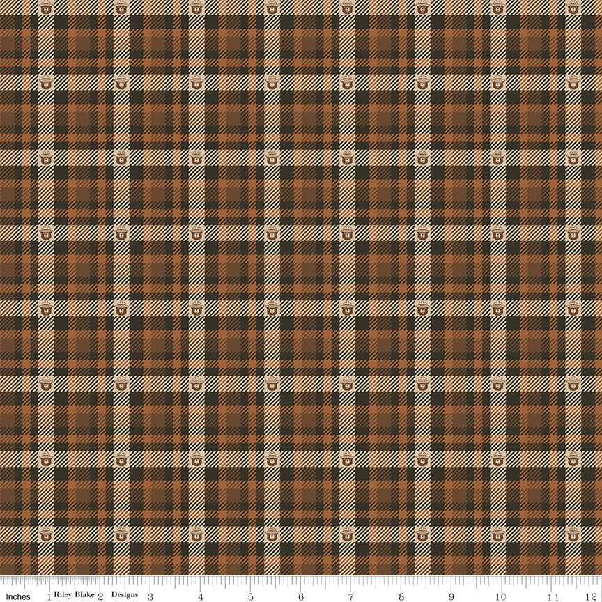 Only You Plaid Brown Cotton Licensed Yardage | Riley Blake Designs