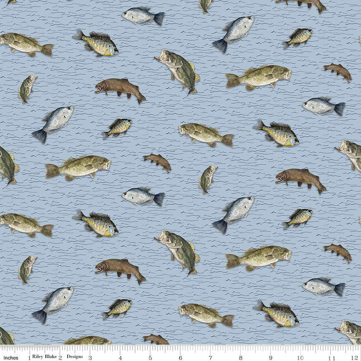 Wake at the Lake Fish Toss Sky Yardage by Tara Reed | Riley Blake Designs #C14891-SKY