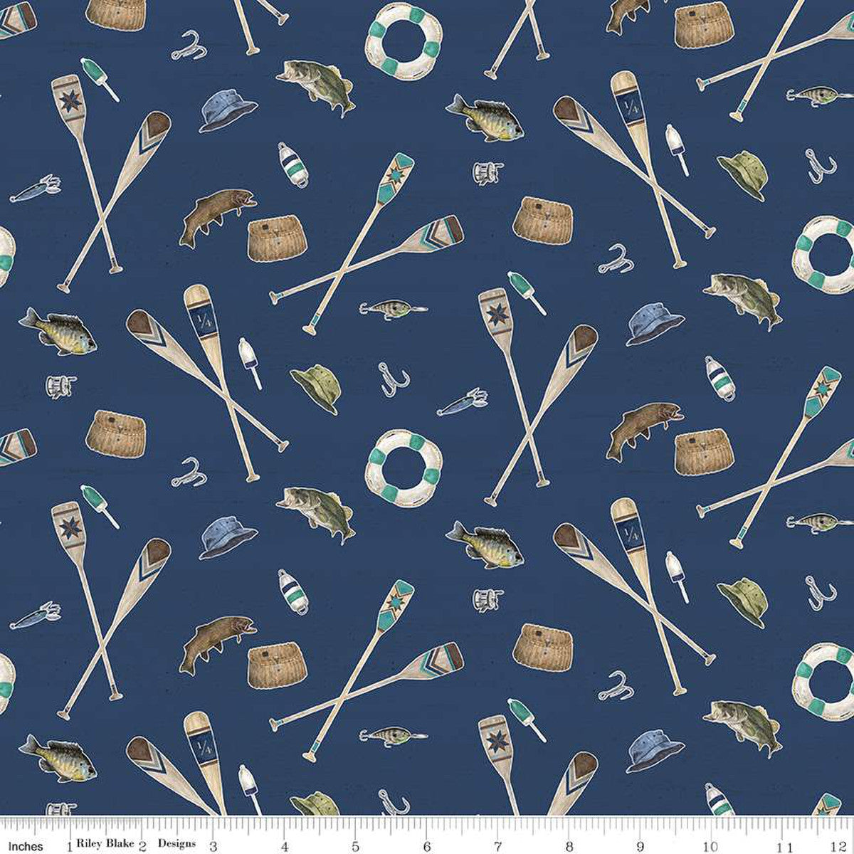 Wake at the Lake Icons Navy Yardage by Tara Reed | Riley Blake Designs #C14892-NAVY