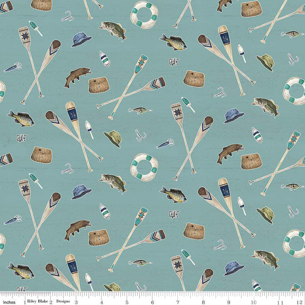 Wake at the Lake Icons Teal Yardage by Tara Reed | Riley Blake Designs #C14892-TEAL