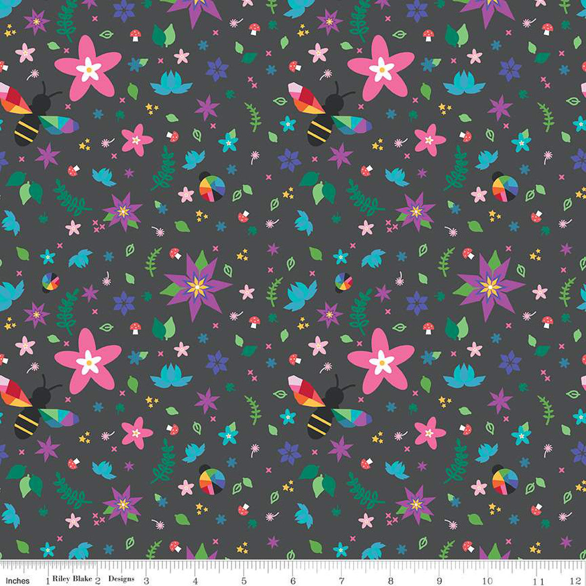 Bloom Main Charcoal Yardage by Kristy Lea of Quiet Play | Riley Blake Designs #C14980-CHARCOAL