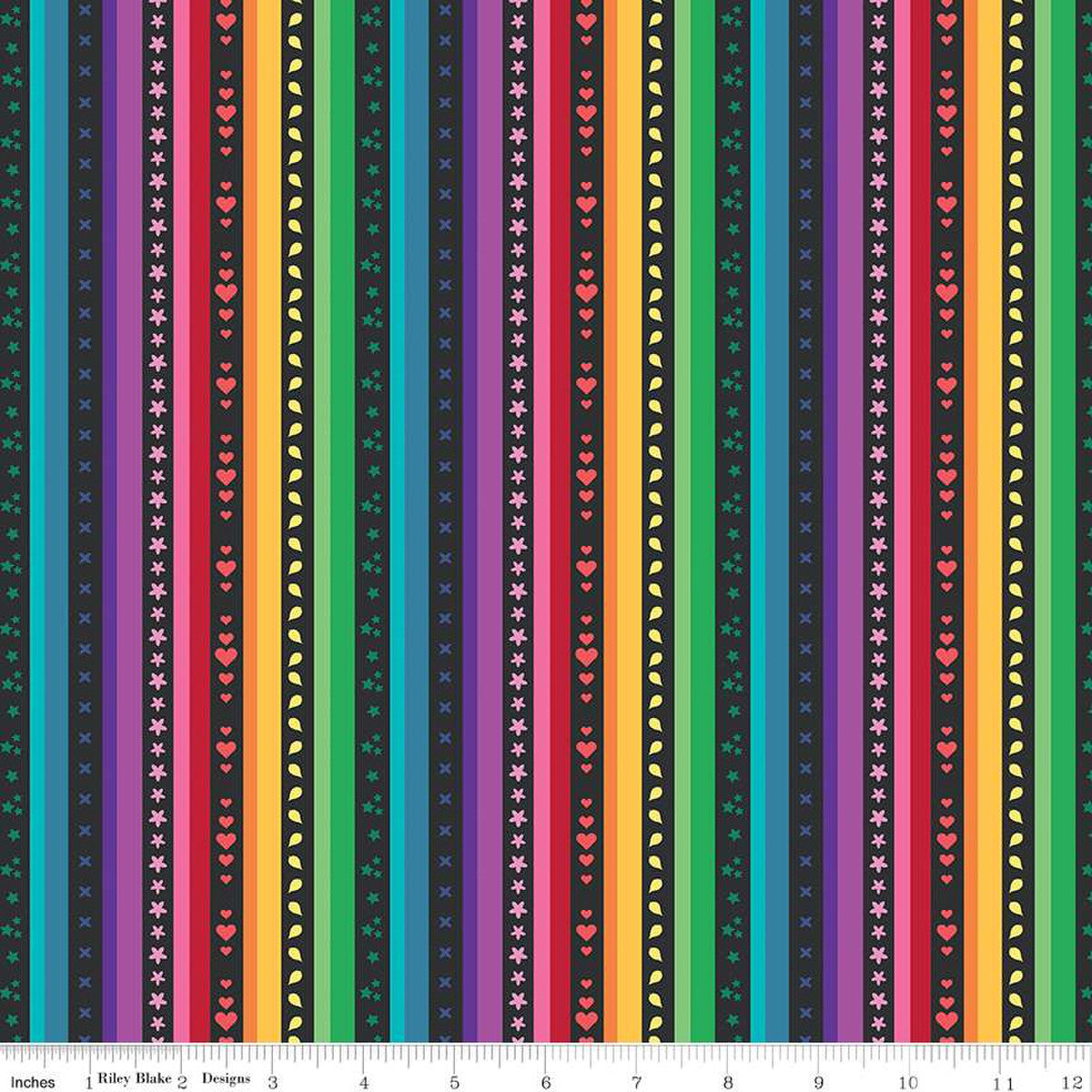 Bloom Stripe Black Yardage by Kristy Lea of Quiet Play | Riley Blake Designs #C14981-BLACK