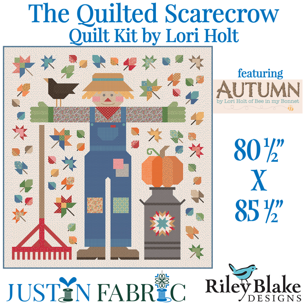 The Quilted Scarecrow Quilt Kit by Lori Holt | Riley Blake DesignsImage of quilting top and dimensions 