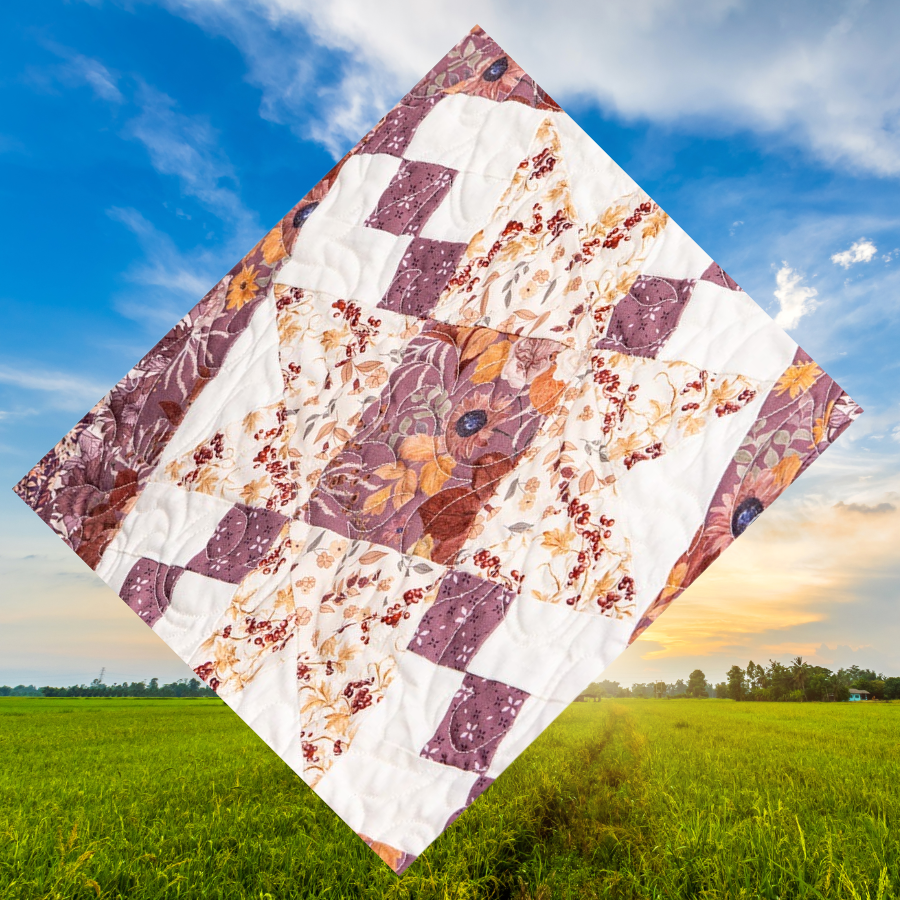 Close-up of Evening on the Prairie Quilt Kit fabrics by Riley Blake Designs.