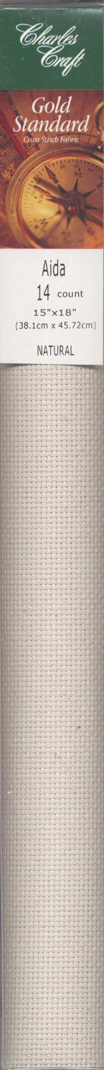 Aida Cloth 14ct Natural Tube Pack 15" x 18" Charles Craft Gold Standard | DMC