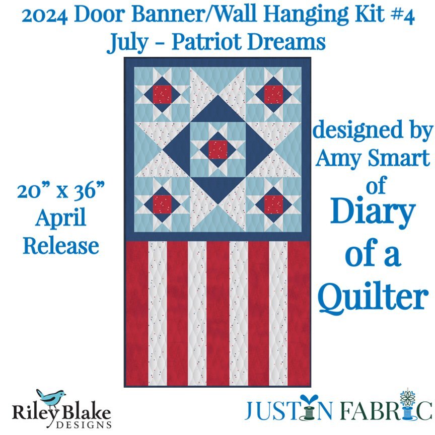 This bundle features Confetti Cottons Dream fabric to back the Patriot Dreams Door Banner Kit of the Month by Amy Smart
