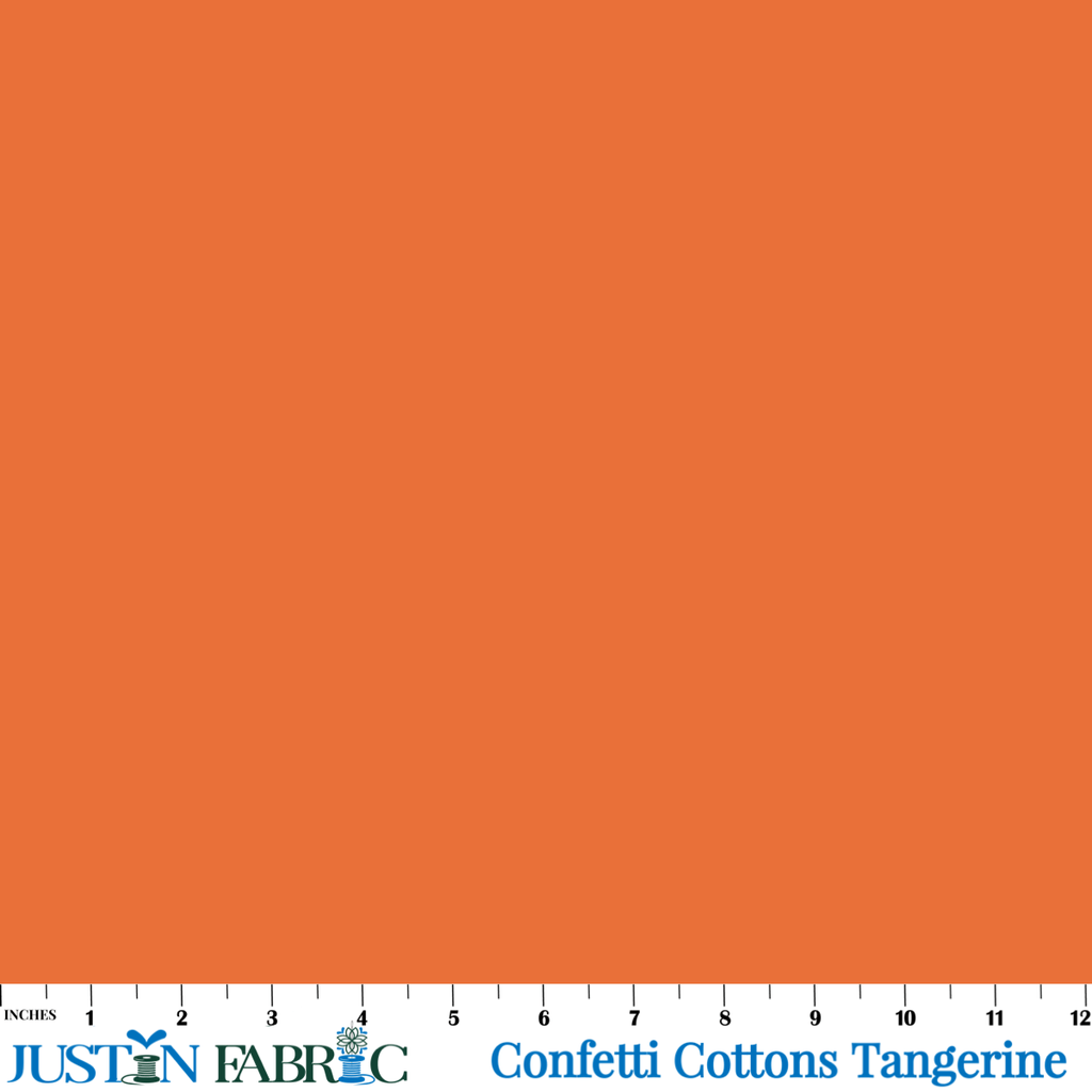 Confetti Cottons Solid Tangerine Cotton Yardage | Riley Blake Designs Solid Tangerine Colored Fabric 