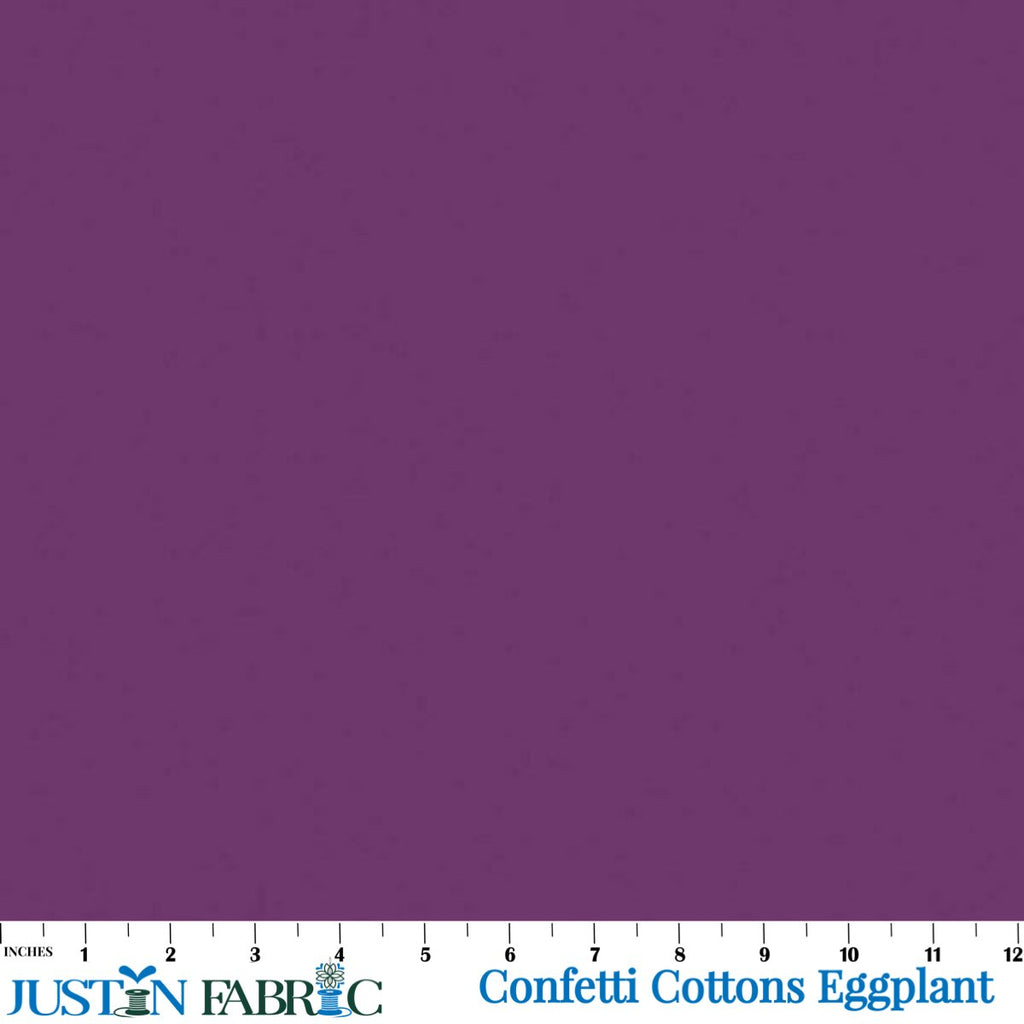 Confetti Cottons Solid Eggplant Cotton Yardage | Riley Blake Designs solid purple premium cotton fabric for quilting , apparel, or home decor