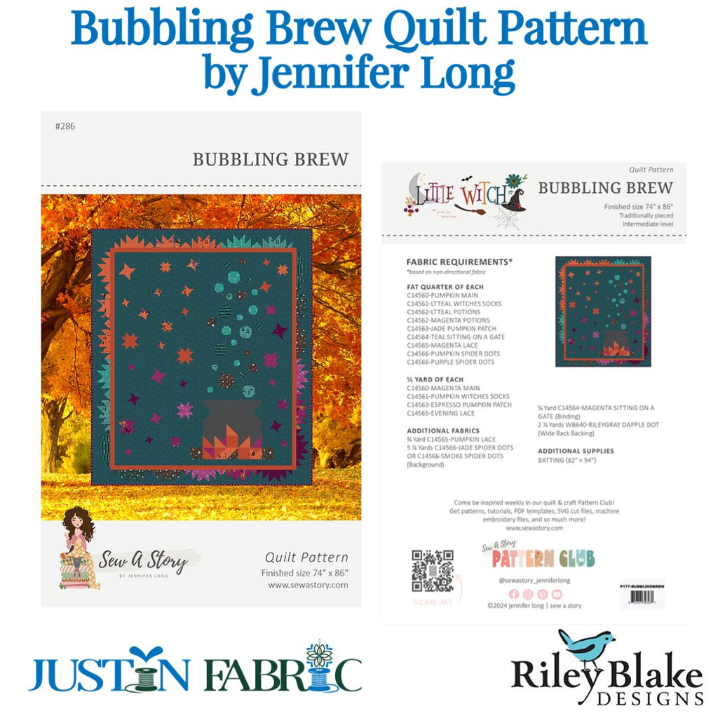 Bubbling Brew Quilt Pattern by Jennifer Long | Riley Blake Designs - Front and Back Covers