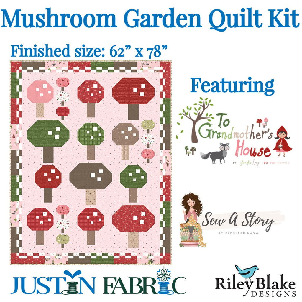 Mushroom Garden Quilt Kit featuring To Grandmother’s House by Sew a Story for Riley Blake Designs available at Justin Fabric