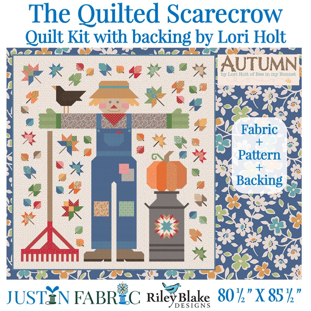 The Quilted Scarecrow Quilt Kit with Cosmos Denim Backing by Lori Holt | Riley Blake Designs 
