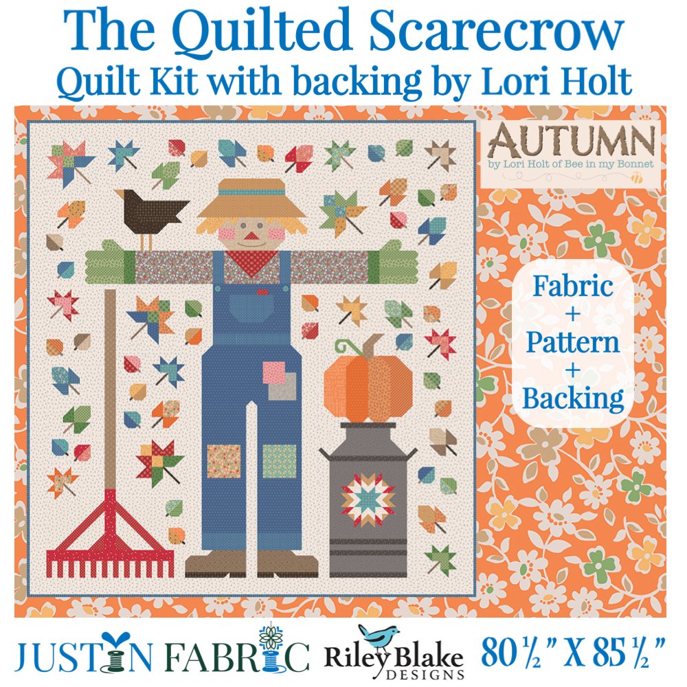 The Quilted Scarecrow Quilt Kit with Cosmos Pumpkin by Lori Holt | Riley Blake Designs 