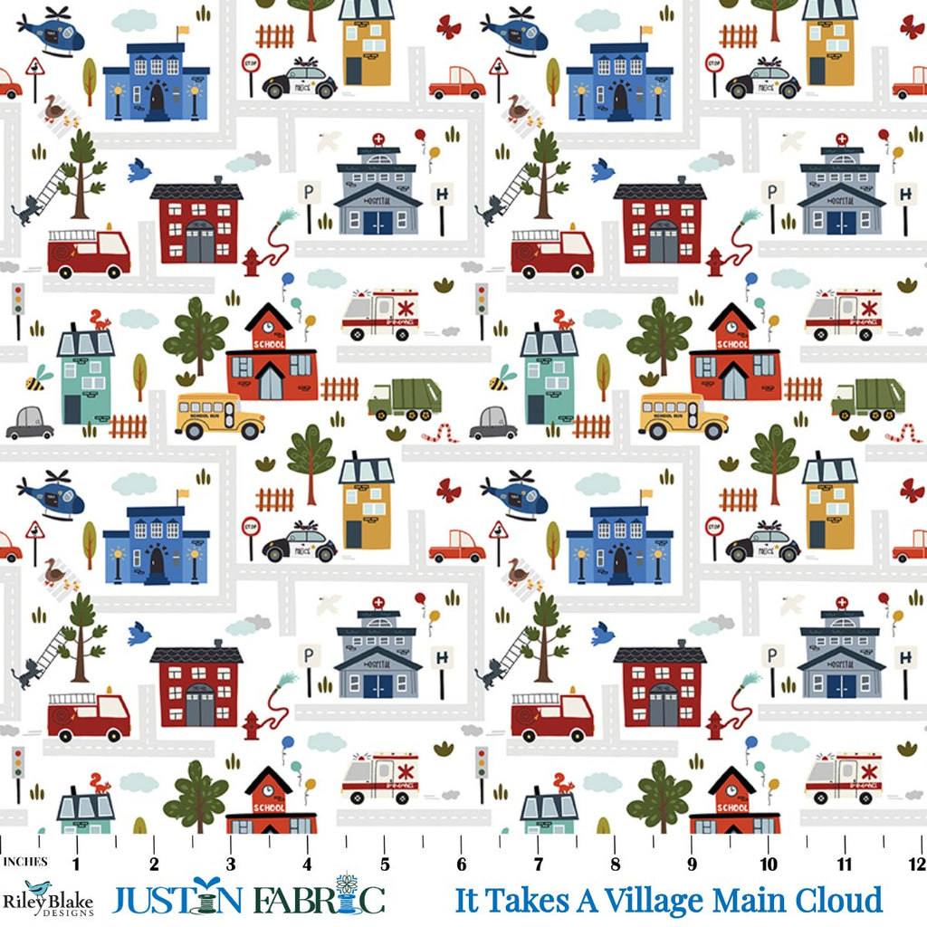 It Takes A Village Main Cloud Yardage by Jennifer Long | Riley Blake Designs