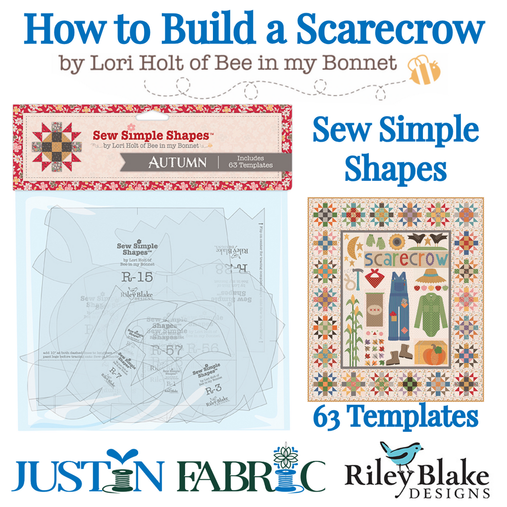 Autumn How to Build a Scarecrow Sew Simple Shapes by Lori Holt | Riley Blake Designs - 63 Plastic Templates to make the How to Build a Scarecrow Quilt by Lori Holt