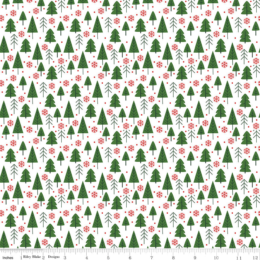 The Magic Of Christmas Trees White Yardage by Lori Whitlock | Riley Blake Designs #C13642-WHITE