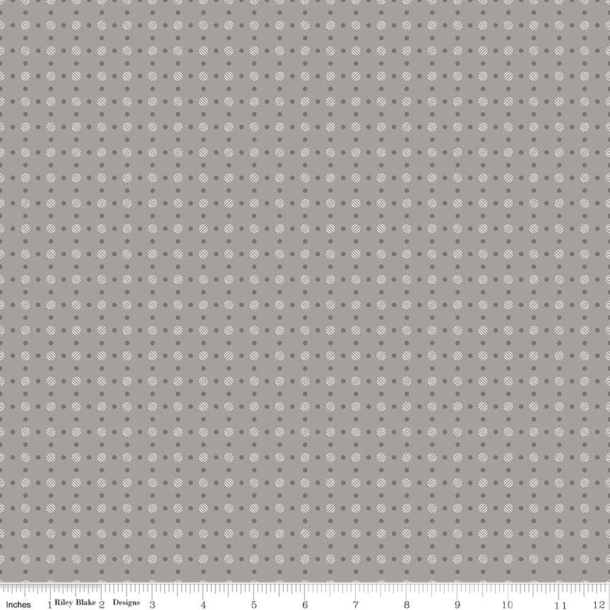 Bee Basics Polka Dot Gray Yardage by Lori Holt | Riley Blake Designs C6405-GRAY