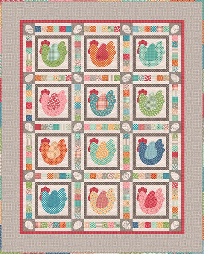 The Hen House Boxed Quilt Kit featuring Farmer's Daughter by Lori Holt | Riley Blake Designs